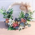 thumbnail image 2 of Nvzi Artificial Succulent Wreath Door with Knotted Bow, Lrnn Fake Leaves Wreath Succulent Plants Hanging Wall Window Party Decoration for The Front Door, Home Decor in Summer and Fall, Weddings, 2 of 4