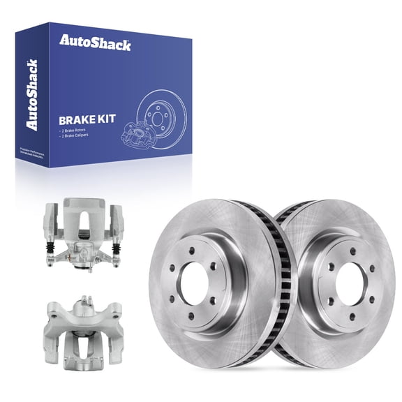 AutoShack Rear Vented Brake Rotors Calipers 4-PC Brake Kit Replacement for 2018 Ford F-150 13.23" (336 mm)