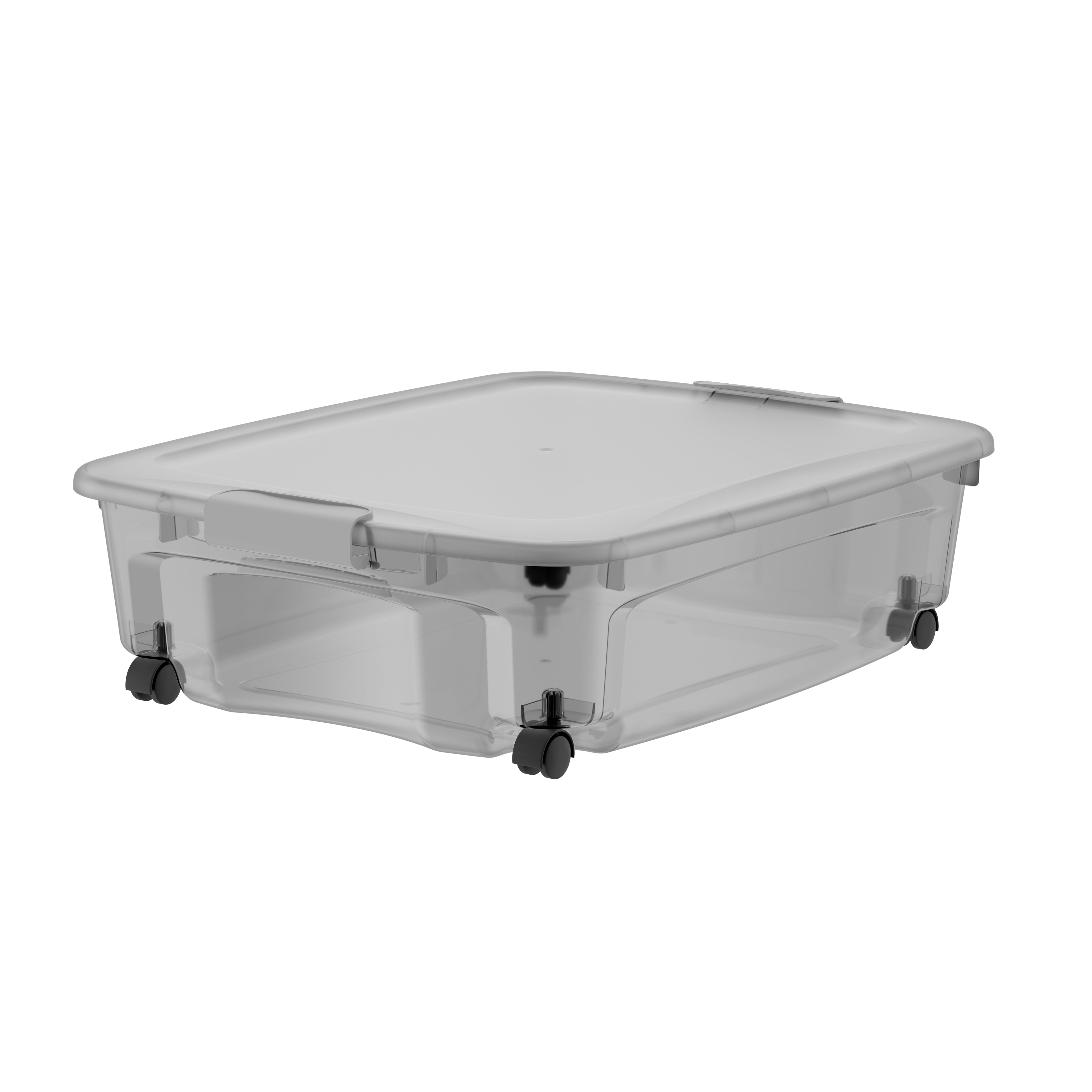 (2 pack) 36.5QT Underbed Locking Lid with 360 Degree Swivel Wheels - Gray