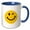 Blue/White, variant on 3drose, Winking Smiling Face - Yellow Happy - Flirty - Cheeky - Cute Fun Cartoon, 15oz Two-tone Black Mug
