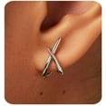 thumbnail image 7 of Faty-T Gold Earrings For Women 14k Gold Plated X Cubic Zirconia Stud Earrings Hypoallergenic Trendy Dainty Simple Minimalist Jewelry Gifts for Her, 7 of 7
