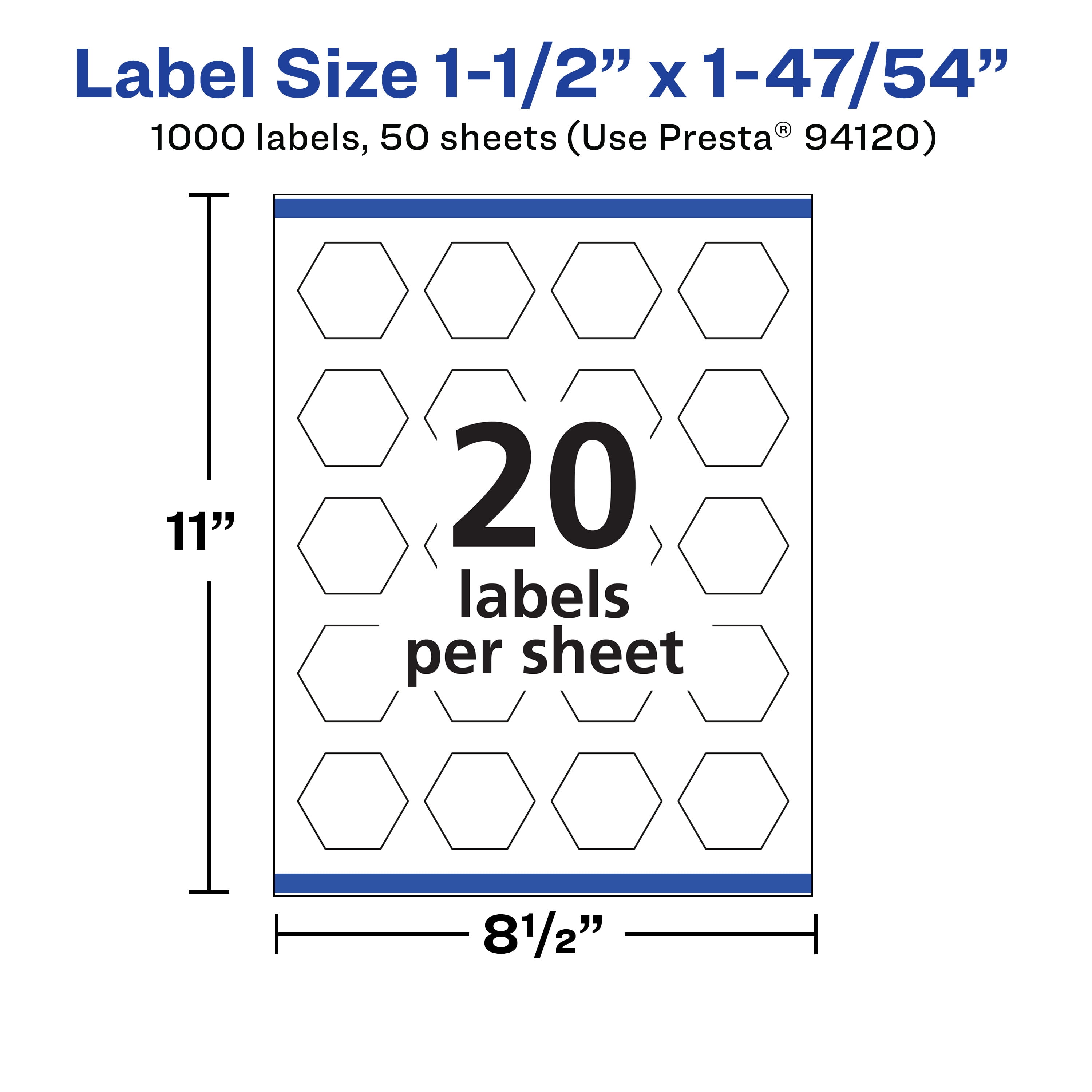 Avery Matte White Hexagon Labels, 1-1/2" x 1-47/54", 1,000 Total