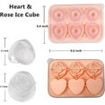 thumbnail image 5 of HEJULIK Rose ice cube mould, heart-shaped ice cube tray, silicone ice cube mould with transparent funnel-shaped lid, 3 heart-shaped and 3 rose-shaped ice balls for cooling whisky cocktail drinks, pink, 5 of 6
