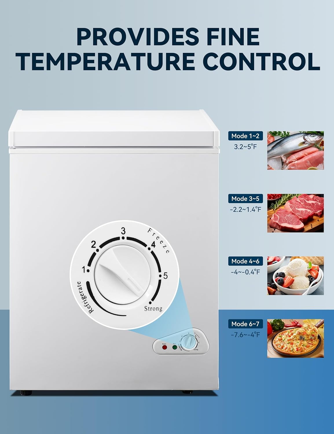 Kcpolre 5.0 Cu.ft Chest Freezer, Quiet Mini Freezer with Adjustable Thermostat - Compact Deep Freezer for Home, Apartment, and Garage, White