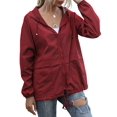 thumbnail image 1 of Impermeables para Mujer, Impermeables, Resistentes Al Viento, Ajustables, con Capucha y Bolsillos. Vino Tinto S, 1 of 9