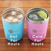 PopYum 9oz Insulated Stainless Steel Kids’ Cups with Lid and Straw, 2-Pack, Orange, Blue