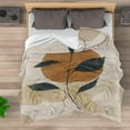 thumbnail image 5 of Boho Orange Mid Century Throws Blankets Beige Modern Abstract Throw Blankets Minimalist Sun Leaves Geometric Aesthetic Soft Warm Bed Bedding Women Blanket for Couch Bedroom Sofa Bed 30"x40", 5 of 6