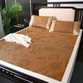 thumbnail image 2 of Foldable Rattan Summer Sleeping Mat 1.5x2.0m Cool Breathable Bed Mat for Home,School,Dorm Polyester Brown with Non Slip & 2 Pillowcases, 2 of 6
