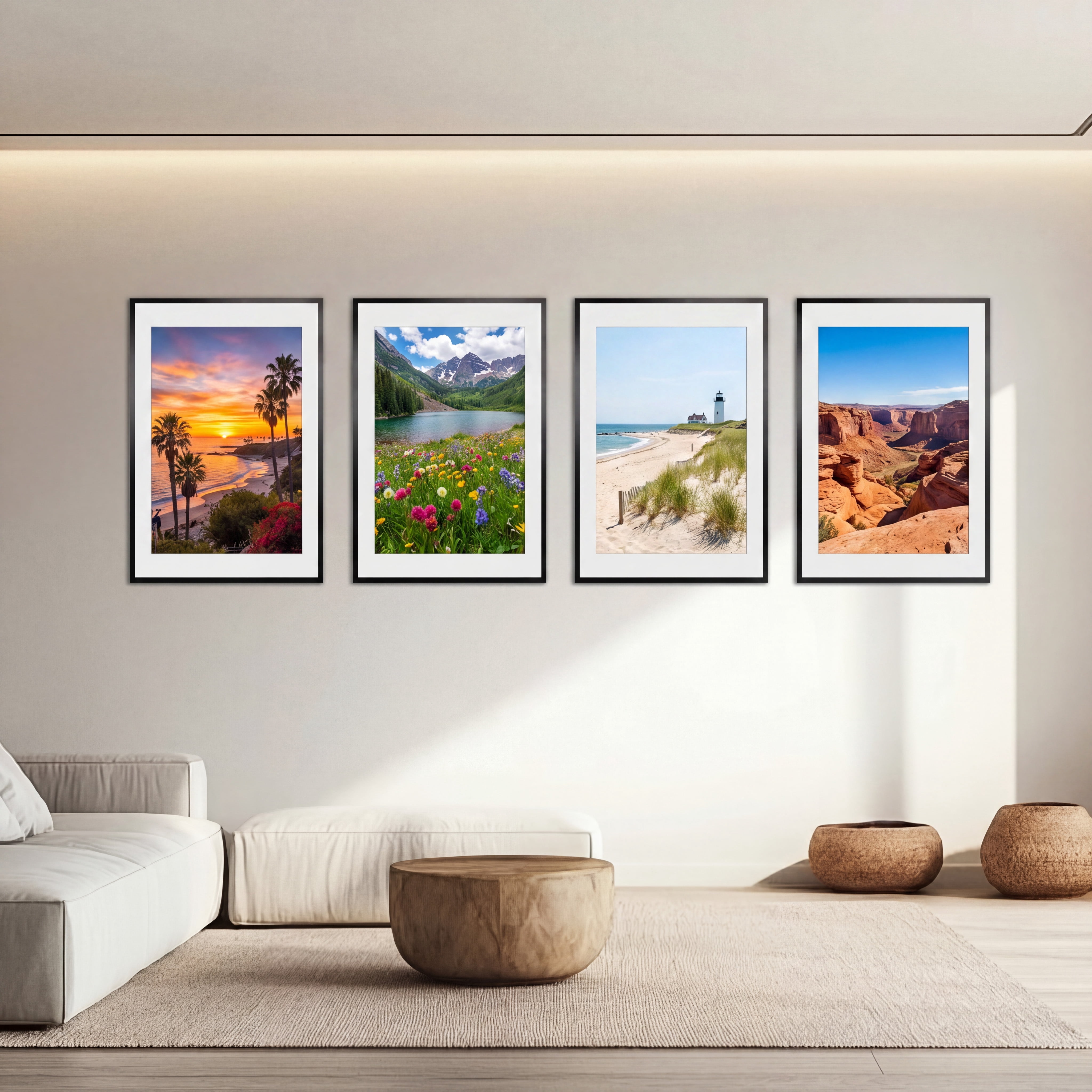 24x36 Picture Frames, Display 24x36 Without Mat or 20x30 With Mat Pictures, Wall-Mounted Poster Frame for Wall Decor, Pack of 4