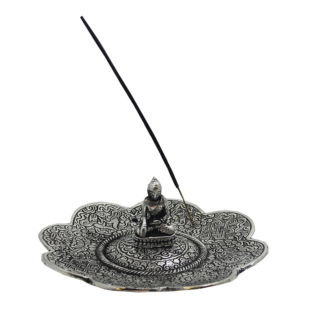 DharmaObjects Large 3 In 1 Tibetan Lotus Buddha Incense Holder Burner 6