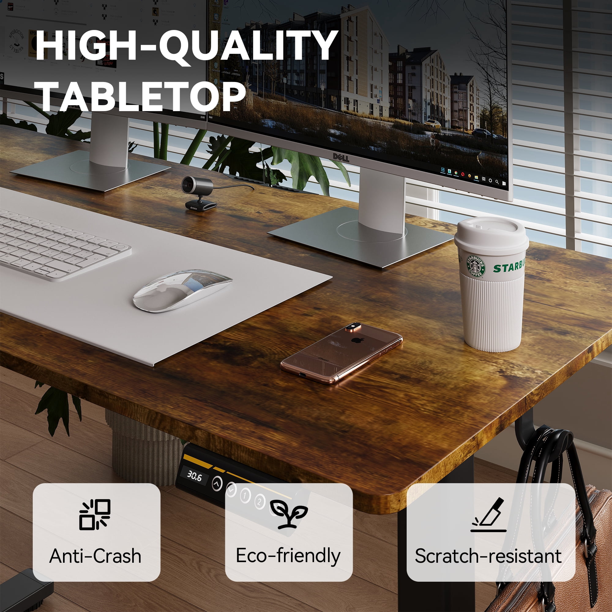 Electric Height Adjustable Standing Desk 48"×24", 3 Preset Memory Heights Ergonomic Sit-Stand Computer Desk Holds 154LBS for Home Office Study Gaming
