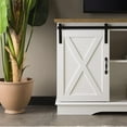 thumbnail image 5 of 58 inch Wood Sliding Barn Door TV Stand, Media Center Console Table TV Cabinet with Removable Shelf,  White, 5 of 12