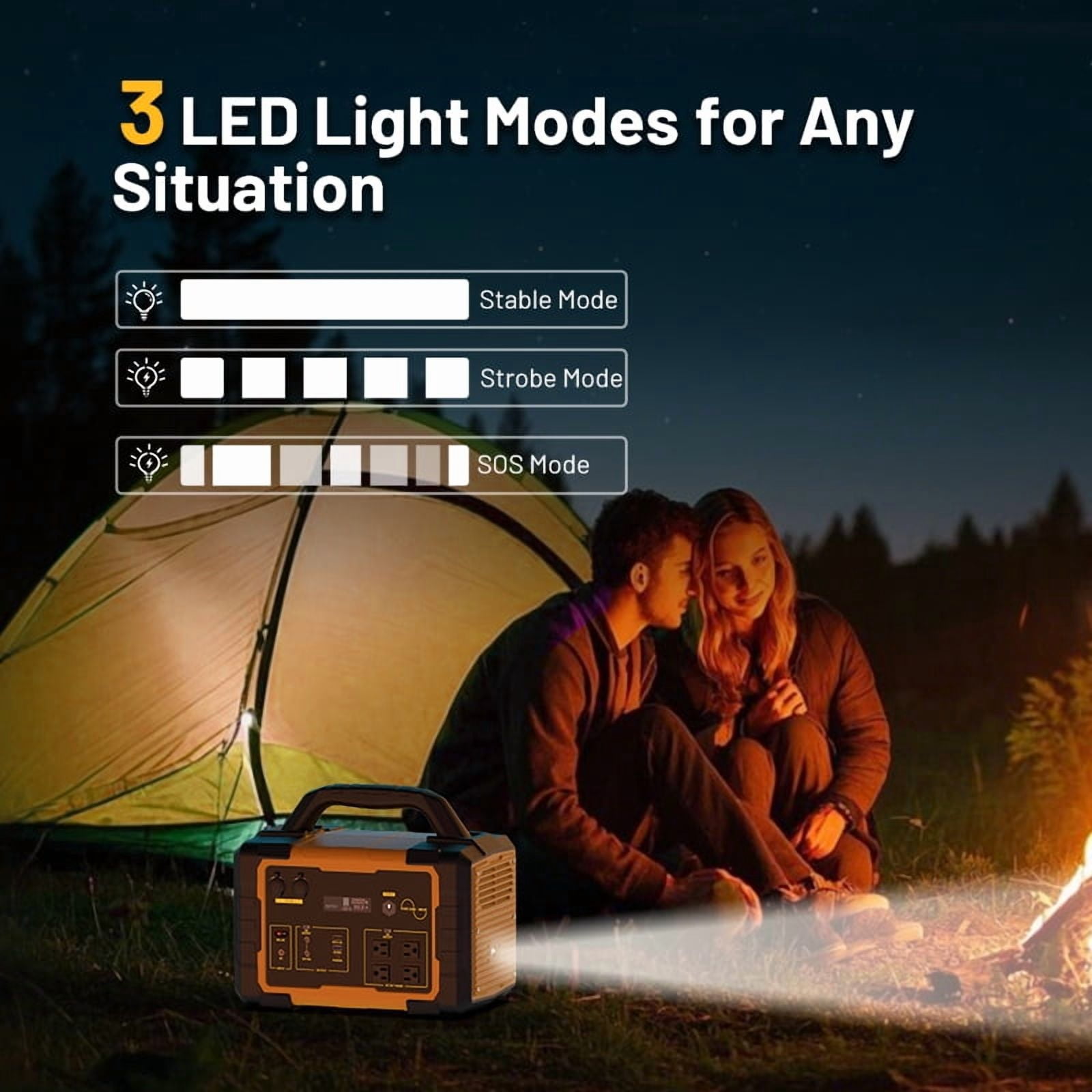 1000W Portable Solar Generator, 1024Wh LiFePO4 Battery Power Station with 120V AC Outlets, Backup Power Supply for Camping, Outdoor Travel, RV, and Home Emergency-Yellow
