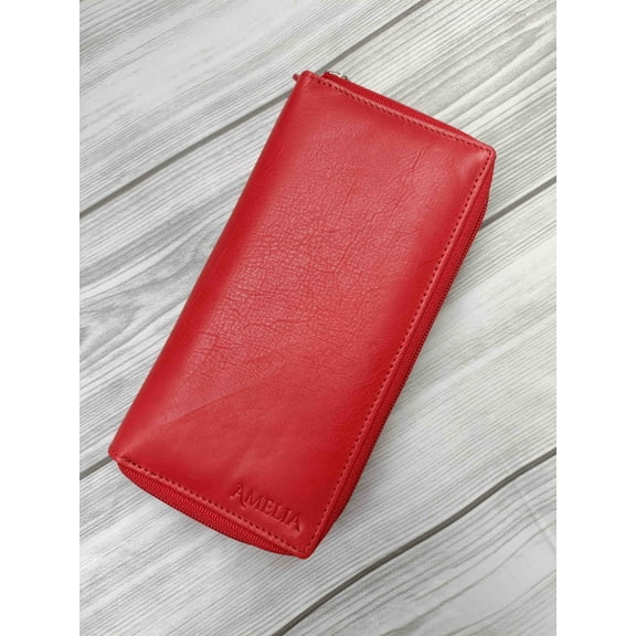 Genuine Leather Checkbook Cover, Credit Card Organizer, Long Checkbook Wallet