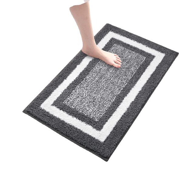 Alfombrilla de baño absorbente antideslizante de 40 cm x 60 cm, alfombrilla de ducha de microfibra de chenilla para baño, gris