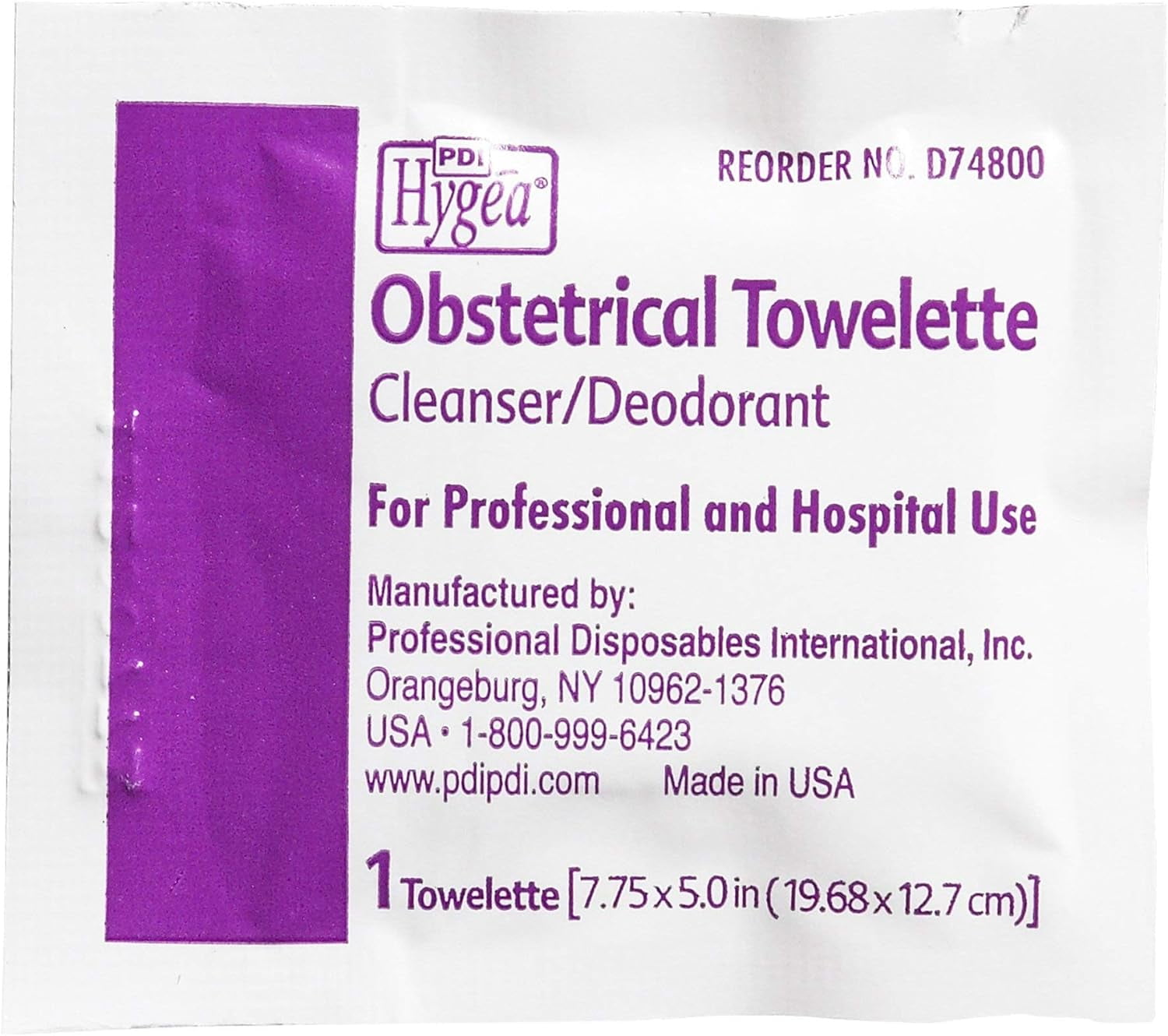 Hygea Obstetrical Towelettes - BZK, Ethyl Alcohol, Chlorothymol & Refreshing Scent Disposables Wipes -Individual Packet for Powerful Cleansing - Personal & Hospital Use - 100 Wipes - Pack of 2