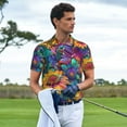 thumbnail image 3 of Haiem Psychedelic Sunflowers Pattern Mens Polo Shirts Quick Dry Short Sleeve Golf T Shirt Performance Moisture Wicking Casual Workout-4X-Large, 3 of 6