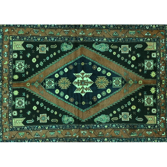 Ahgly Company Indoor Rectangle Persian Turquoise Blue Traditional Area Rugs, 7' x 10'