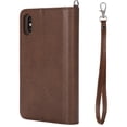 thumbnail image 4 of iPhone XS Max Wallet Case, iPhone XS Max Stand Cover, Allytech Premium PU Leather Wallet Purse Zipper Pocket With 6 Card Slots, Detachable Magnetic Back Case for Apple iPhone XS Max, Brown, 4 of 12