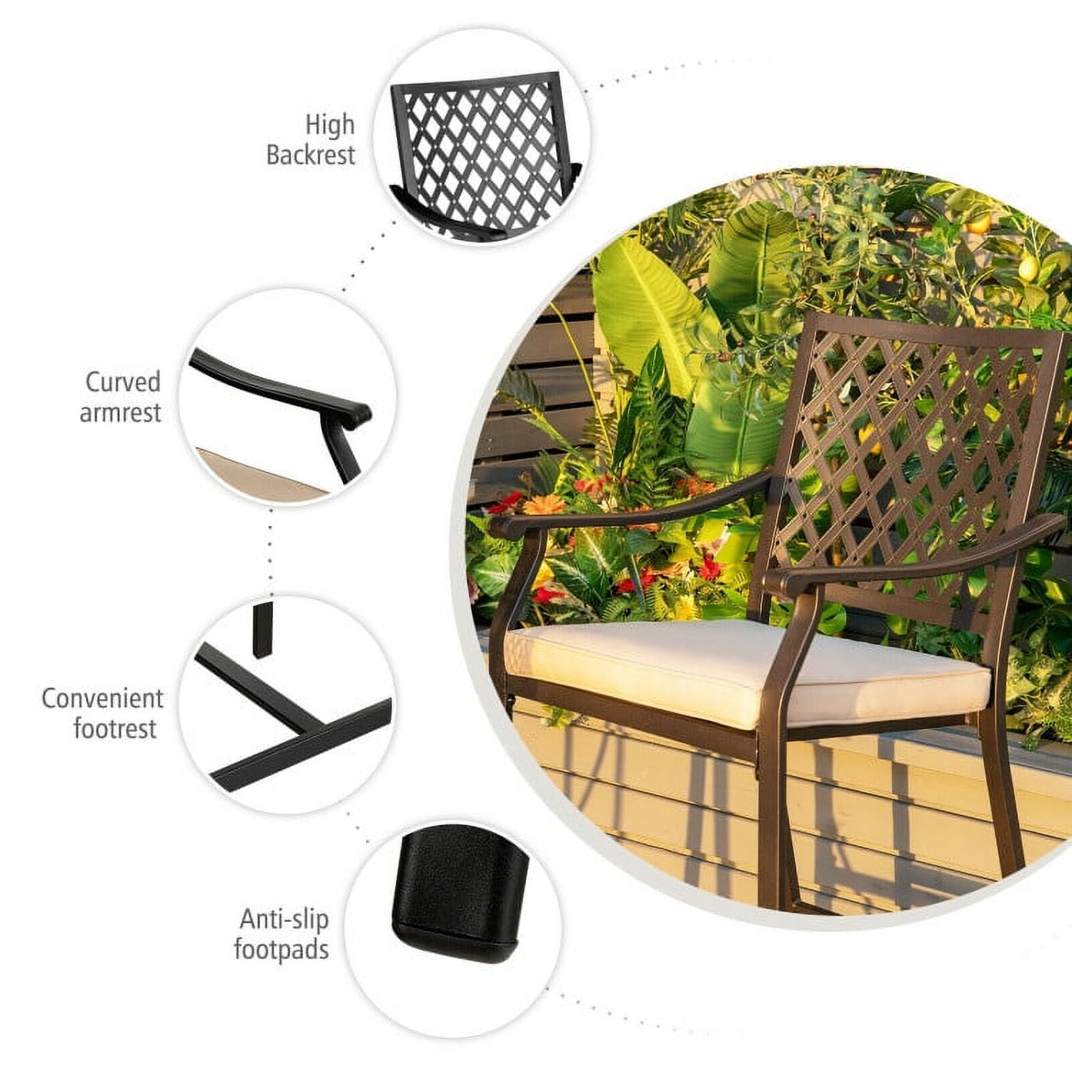 Aimee Lii 3 Pieces Patio Bar Set with 2 Bar Stools and 1 Square Table, Outdoor Patio Furniture