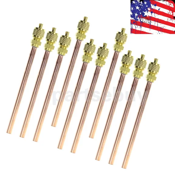 10Pcs Service/Access Valve 1/4" Sae X 1/4" Od X 4.65" Longer Stem Core & Remover