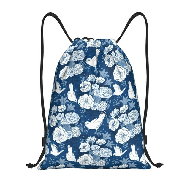 Saiise Rose Flowers Pattern Sports Drawstring Backpack - String Swim Gym Bag with Wet Proof Pocket for Women&Men-Small