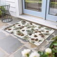 Brown Pine Cones Doormat Green Leaves Branch Plant White Non Slip Low ...