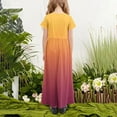 thumbnail image 4 of QNANSPI Summer Dress for Girls,Young Girls Maxi Dress,Fashionable Girls' Gradient Short Sleeved Round Neck Dress with Pockets Casual Long Skirt for Adults, 4 of 4