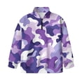thumbnail image 4 of Uorisanigo Oversized Girls Half Zip Pullover Sweatshirt Kids Long Sleeve Workout Shirts Casual Essentials Purple Camouflage Print Quarter Zipper Hoodies for Fall Winter Spring, 4 of 7