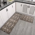 thumbnail image 3 of Kitchen Rugs and Mats Non Skid Washable Farmhouse Boho Brown Pattern Kitchen Mat and Rug Set,Floor Cushion Waterproof Rug,Rubber Backed Area Rugs for Kitchen Laundry, 3 of 7