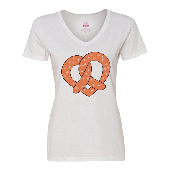 Inktastic Heart-shaped Pretzel Women's V-Neck T-Shirt