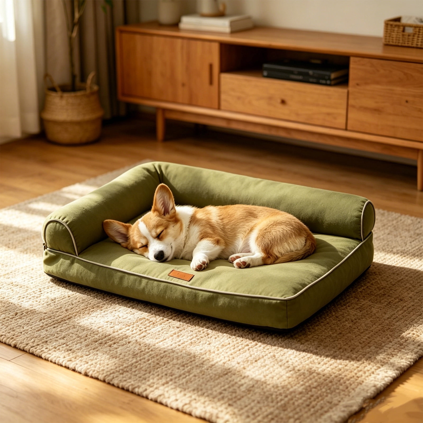 AURIGATE 4 Season Waterproof Dog Sofa, Removable Washable Pet Bed with Non-Slide Bottom, 24.02x17.72x3.94in Green