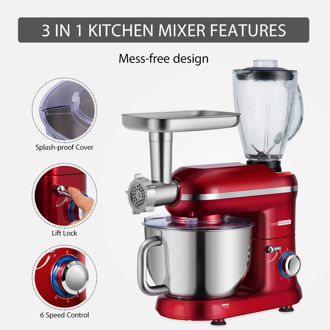 650W Multifunctional 6Speed Stand Mixer Meat Grinder Juice Blender with 6 Quar 615435170824 eBay