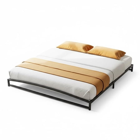 Heavy Duty Low Profile Bed Frame - King Size 6 Inch Metal Platform, Steel Slats, Strong Support, Noise-Free, Underbed Storage, Easy Assembly, No Box Spring Needed - 6 inches, Black
