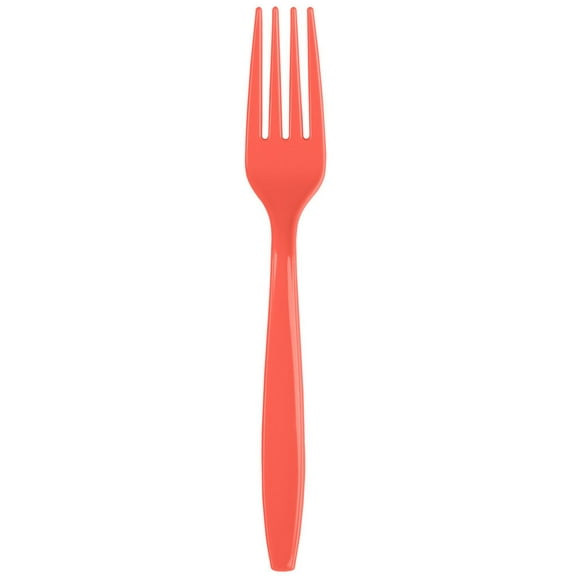 Premium 24 Count Plastic Forks - Coral