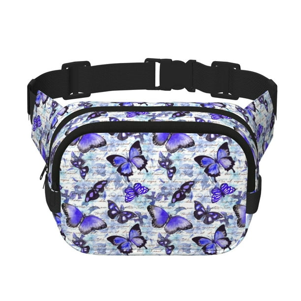 Fotbe Butterflies Cangurera Cuadrada con Estampado de Doble Capa, Bolsa de Cintura Ajustable Mini para Hombres y Mujeres