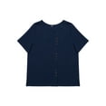 thumbnail image 1 of Qmyliery plus tops , Round Collar Short Sleeve T-Shirt Pullover, 1 of 8