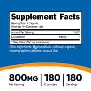 Nutricost L-Glutamine 800mg, 180 Capsules - Gluten Free & Non-GMO Health Supplement