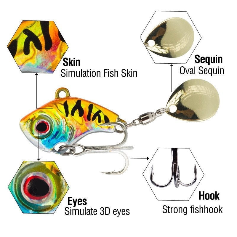 6pcs 1.9-3.3cm/5-20G  Metal Sea Sequins Fishing Freshwater Lures Rotating Bait