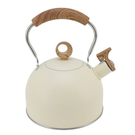 

Stainless Steel Tea Kettle 2.5 Liter Heat Up Fast Rust Resistant Whistling Kettle Engineering Handle For Household Beige Black Purple