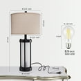 thumbnail image 6 of RORIA 24”Modern Living Room Table Lamps Set of 2,with Dual USB C&A Charging Ports, Built-in Frosted White Glass with Night Light, Black Retro Country Farmhouse Lamp, Suitable for Bedroom Bedside Lamp, 6 of 9