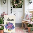 thumbnail image 3 of Welcome Spring Summer Hydrangea Garden Flag 12 x 18 Inch Double Sided, Burlap Floral Flower Welcome Yard Outdoor Flag, 3 of 6