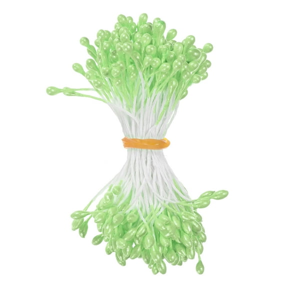 Uxcell 150-Pack Estambres de Flores para Manualidades, Pistilo Floral Artificial de Perlas de Doble Cabeza de 5 mm para Hacer DIY [Verde Menta]