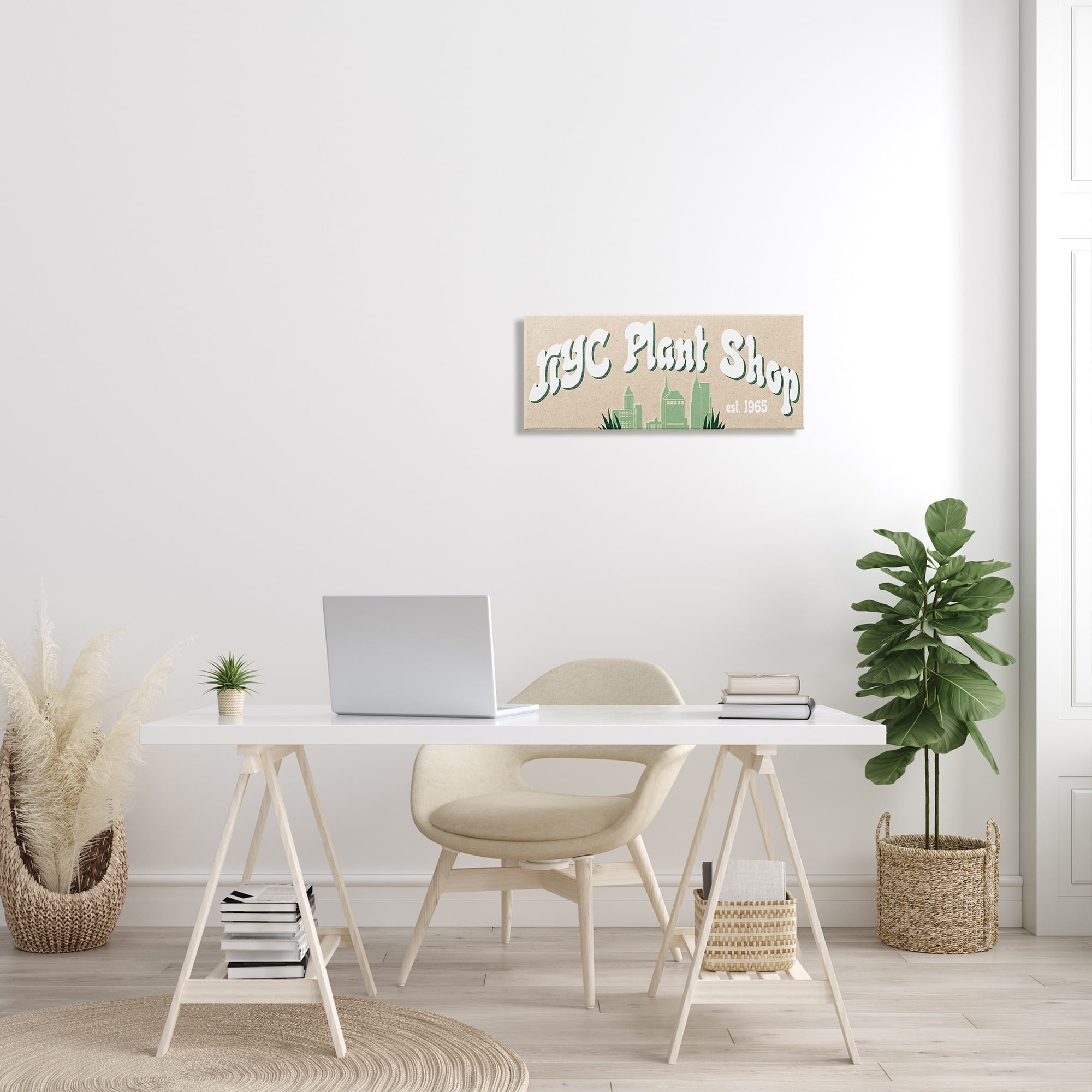 Stupell Industries NYC Plant Shop Green Grass Skyline Est. 1965, 30 x 13, Design by Daphne Polselli