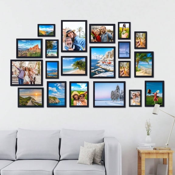 20 Pack Picture Frames Set - 4pcs 8x10, 8pcs 5x7, 8pcs 4x6 Collage Wall Decor, Wall Hanging & Tabletop Display for Home & Party Photos