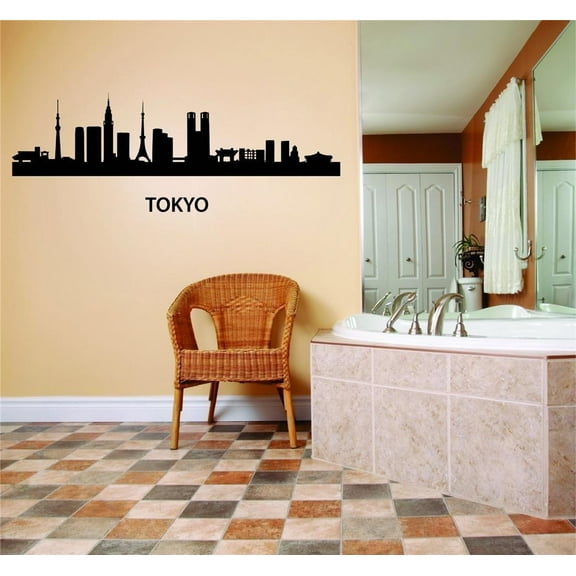 Tokyo City Skyline View 8"X30" Picture Art Graphic Design Image Bedroom Living Room Home Decor Sticker Vinyl Wall Decal