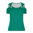 thumbnail image 6 of Raeneomay Off Shoulder Tops for Women Women Summer Sexy T-Shirt Cold Shoulder Pullover Blouse V-Neck Short Sleeve Solid Tops, 6 of 6