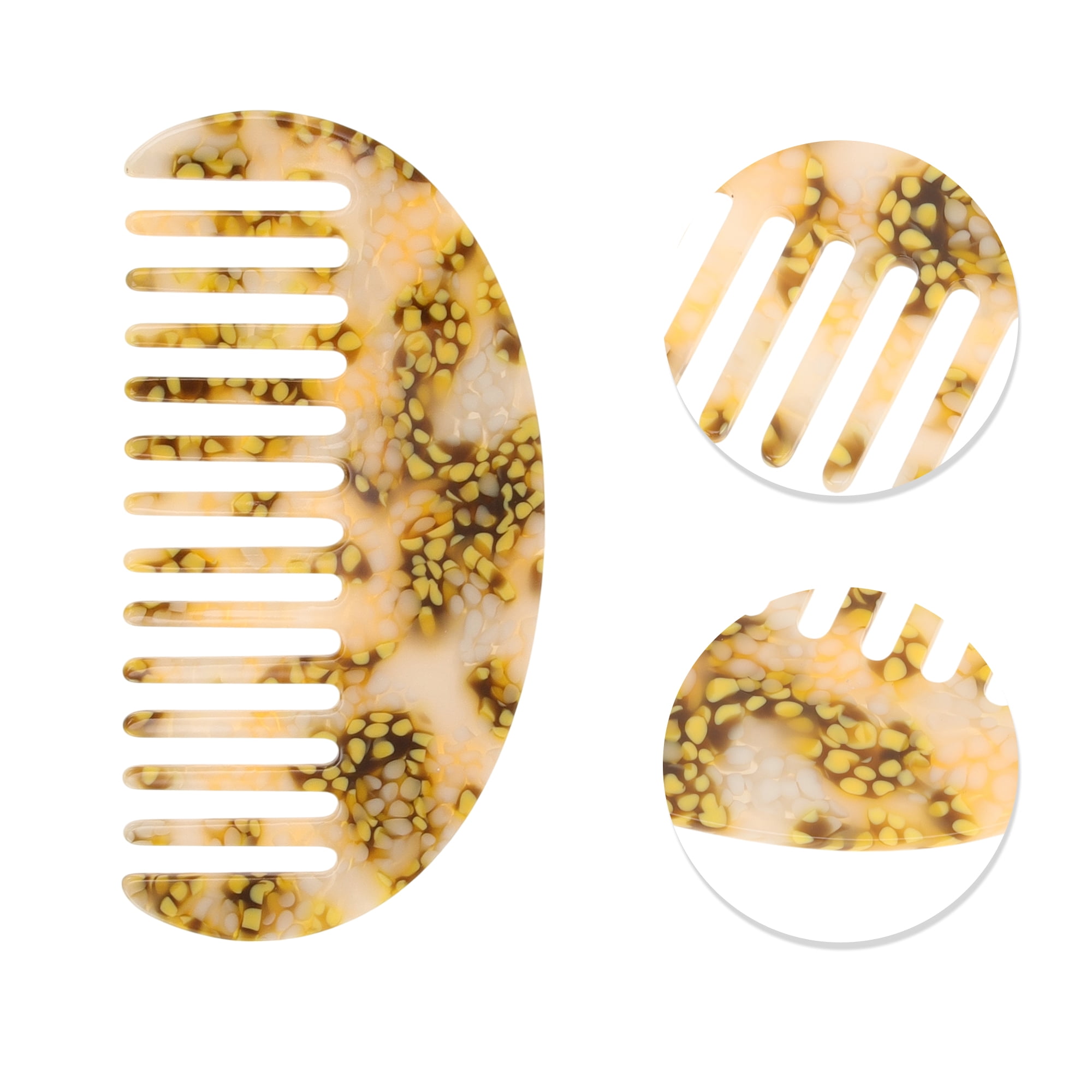 Unique Bargains 1 Pc Portable Spotted Pattern Hair Comb for All Hair Types Styles Yellow
