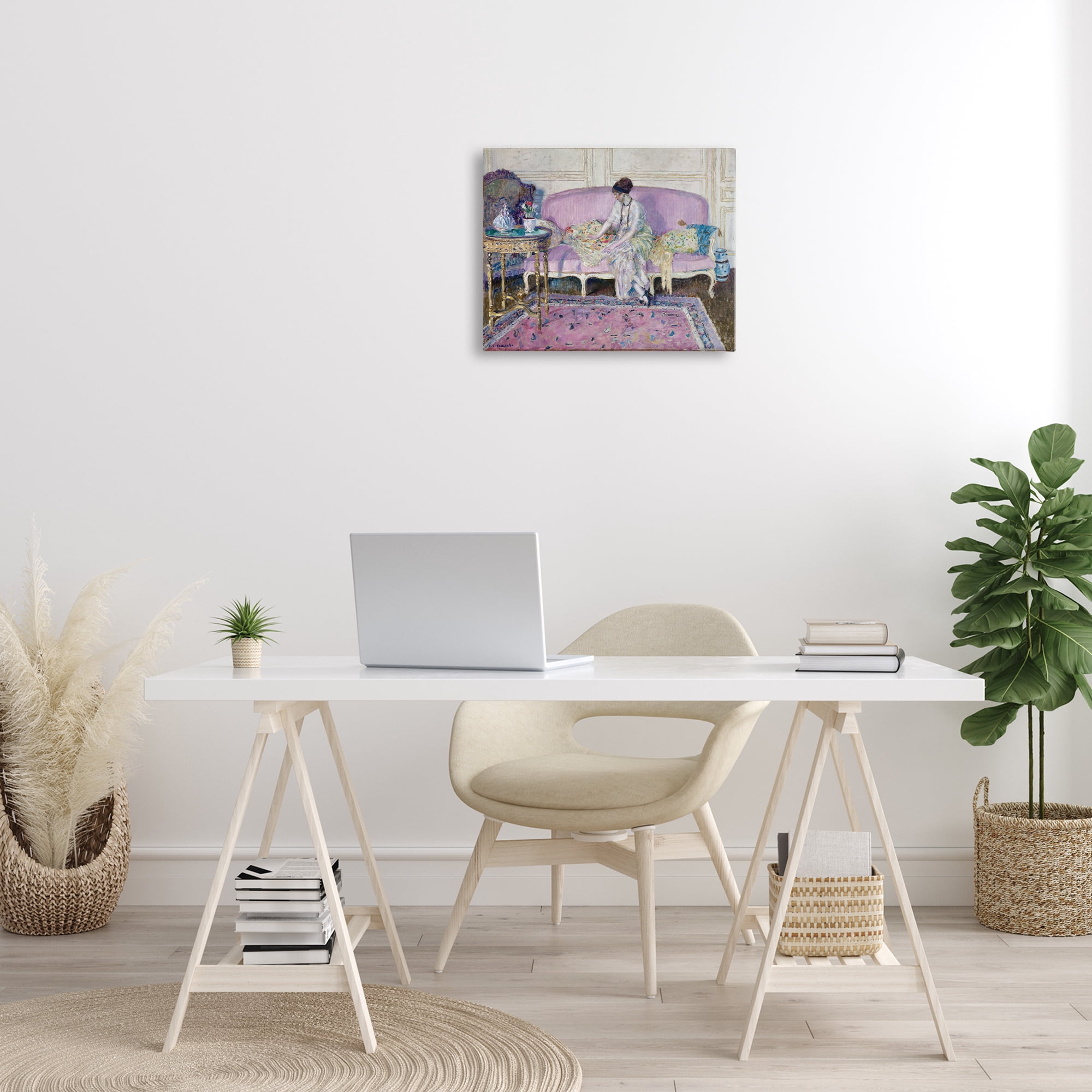 Stupell Industries Classical Woman on Sofa People Painting Wrapped Canvas Art Print Wall Art, 20 x 16