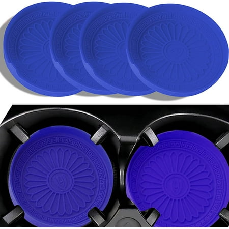 

4Pcs Car Cup Holder Coaster Silicone Cup Holder Coasters Universal Auto Anti Slip Cup Holder Insert Coaster Anti Slip Car Coaster Suitable for Most Car Interior (Blue)